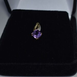 10k gold amethyst and Diamond pendant